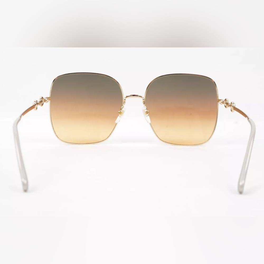 ❌SOLD❌ NWOT [Gucci] Oversized 70s Style Sunglasses Square Gold Frames/Brown Lens - Picture 6 of 14
